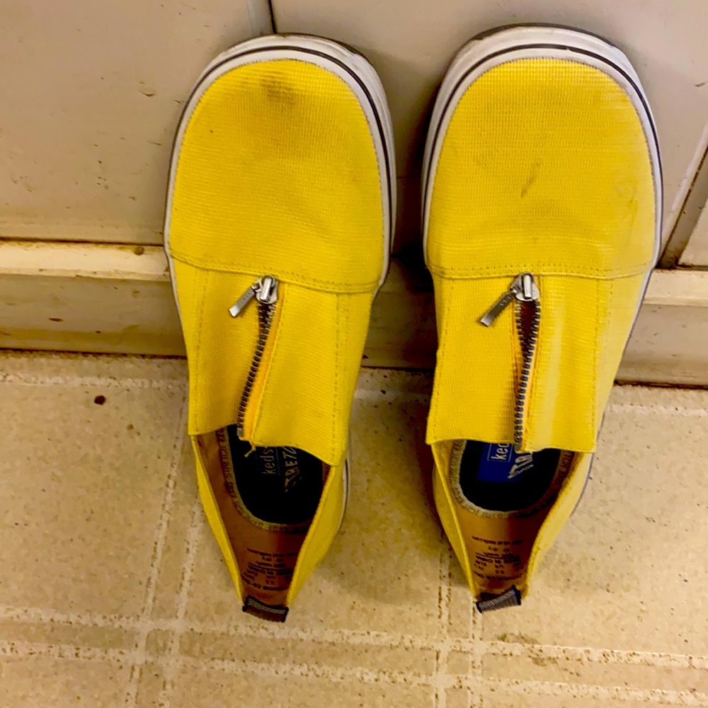 Yellow Keds with stylist zipper. Size 8.